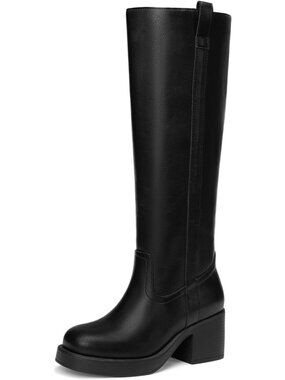 Stylish Knee High Chunky Riding Boots for Women - Round Toe, Comfortable Fit